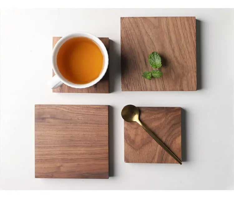 Black Walnut Solid Square Wooden Teapot Holder Gifts for Designers