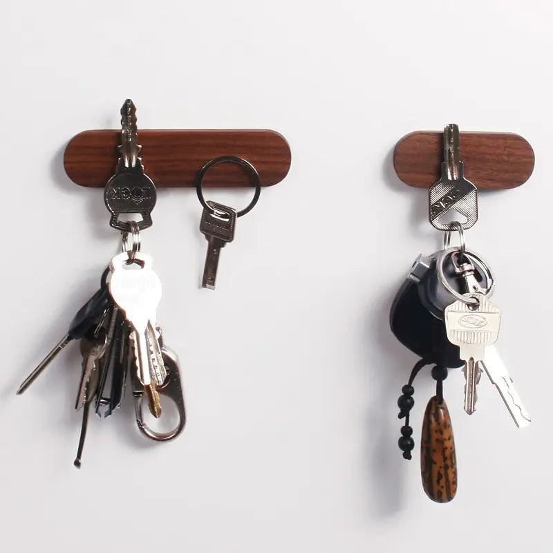 Walnut Wooden Wall Mounted Magnetic Key Organizer Gifts for Designers