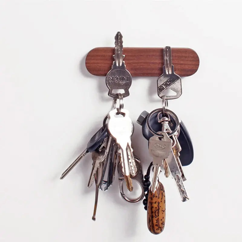 Walnut Wooden Wall Mounted Magnetic Key Organizer Gifts for Designers