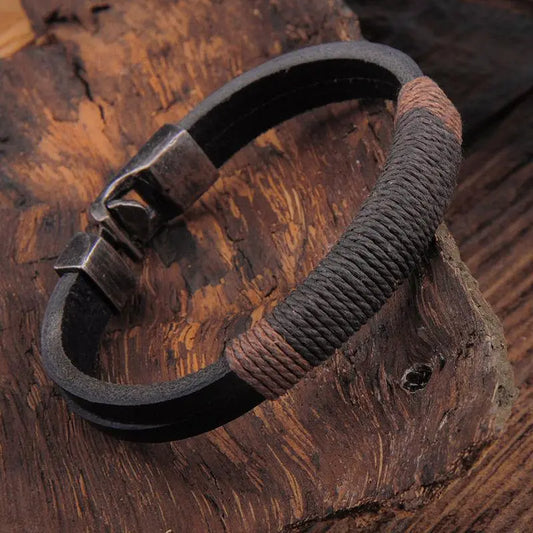 Hemp Wrapped Leather Bracelet Gifts for Designers