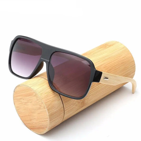 HDCRAFTER Flat Top Bamboo Sunglasses Gifts for Designers
