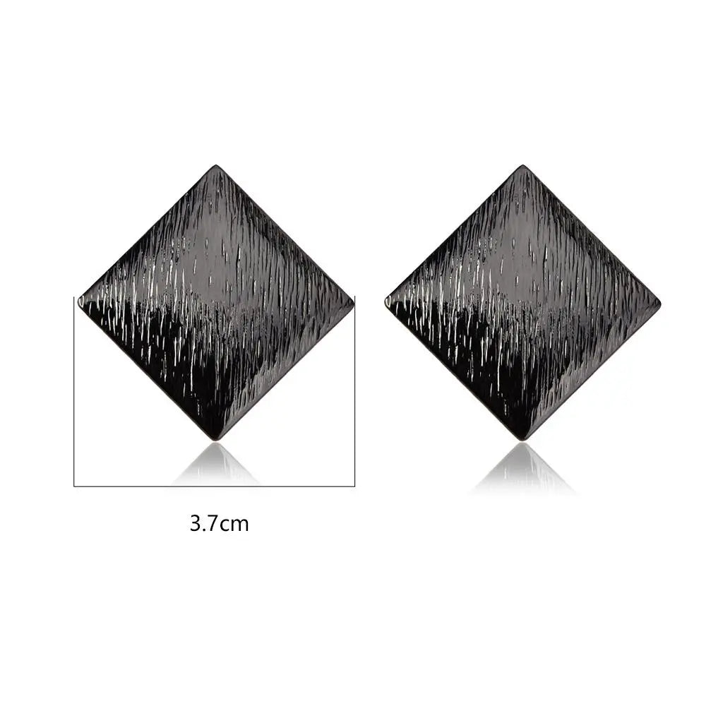 Gun Color Square Rock Stud Earrings Gifts for Designers