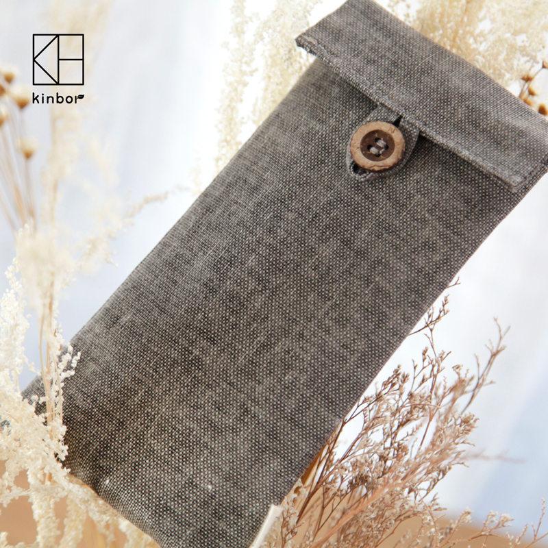 190*90mm Muji Style Vintage Flax Gray Pencil Bags Gifts for Designers