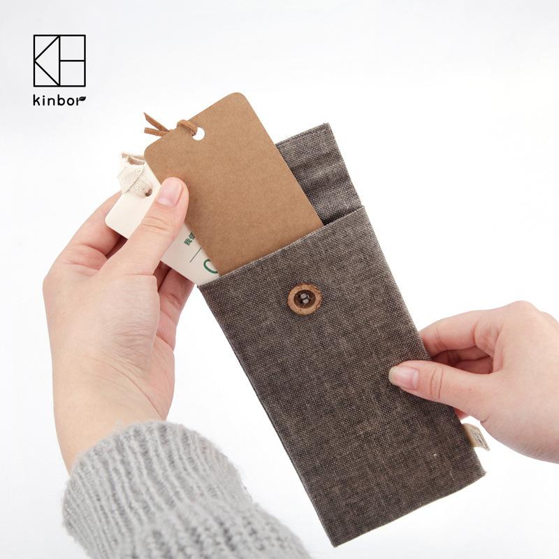 190*90mm Muji Style Vintage Flax Gray Pencil Bags Gifts for Designers
