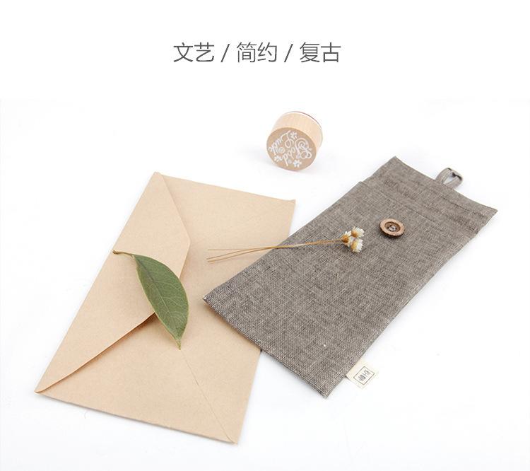 190*90mm Muji Style Vintage Flax Gray Pencil Bags Gifts for Designers