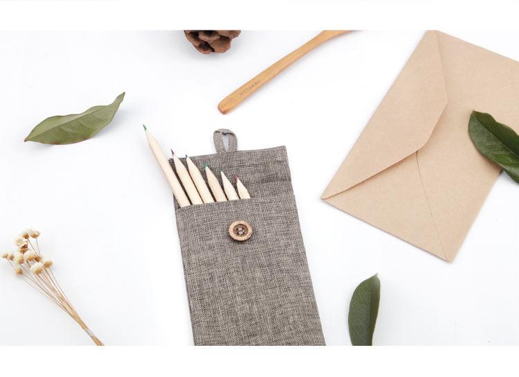 190*90mm Muji Style Vintage Flax Gray Pencil Bags Gifts for Designers