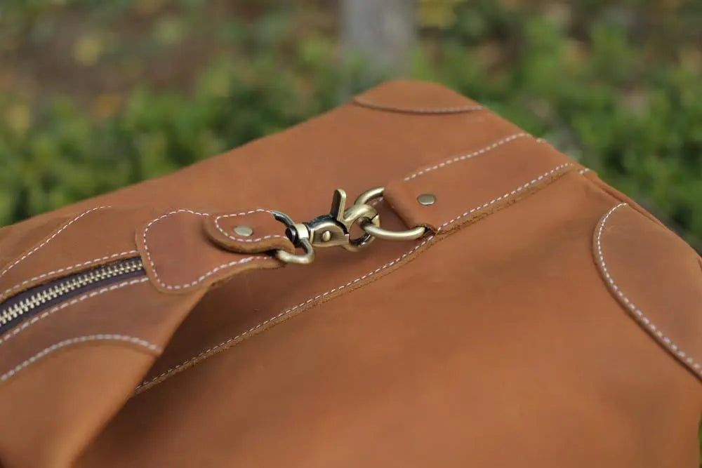 Vintage Style Genuine Leather Large Capacity Duffel Bag | Leather Travel Bag Gifts for Designers