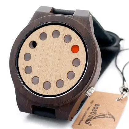 BOBO BIRD 12 Holes Watches Red Black Pointer Bamboo Watch Gifts for Designers