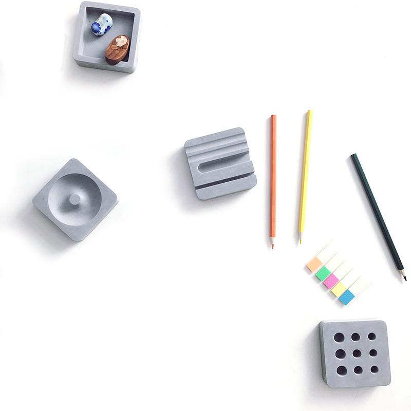 4pcs/set Creative Cement Desk Organizer Gifts for Designers