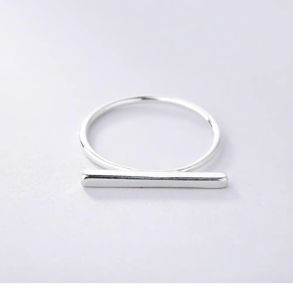 Minimalist 925 Sterling Silver Simple Bar Ring Gifts for Designers
