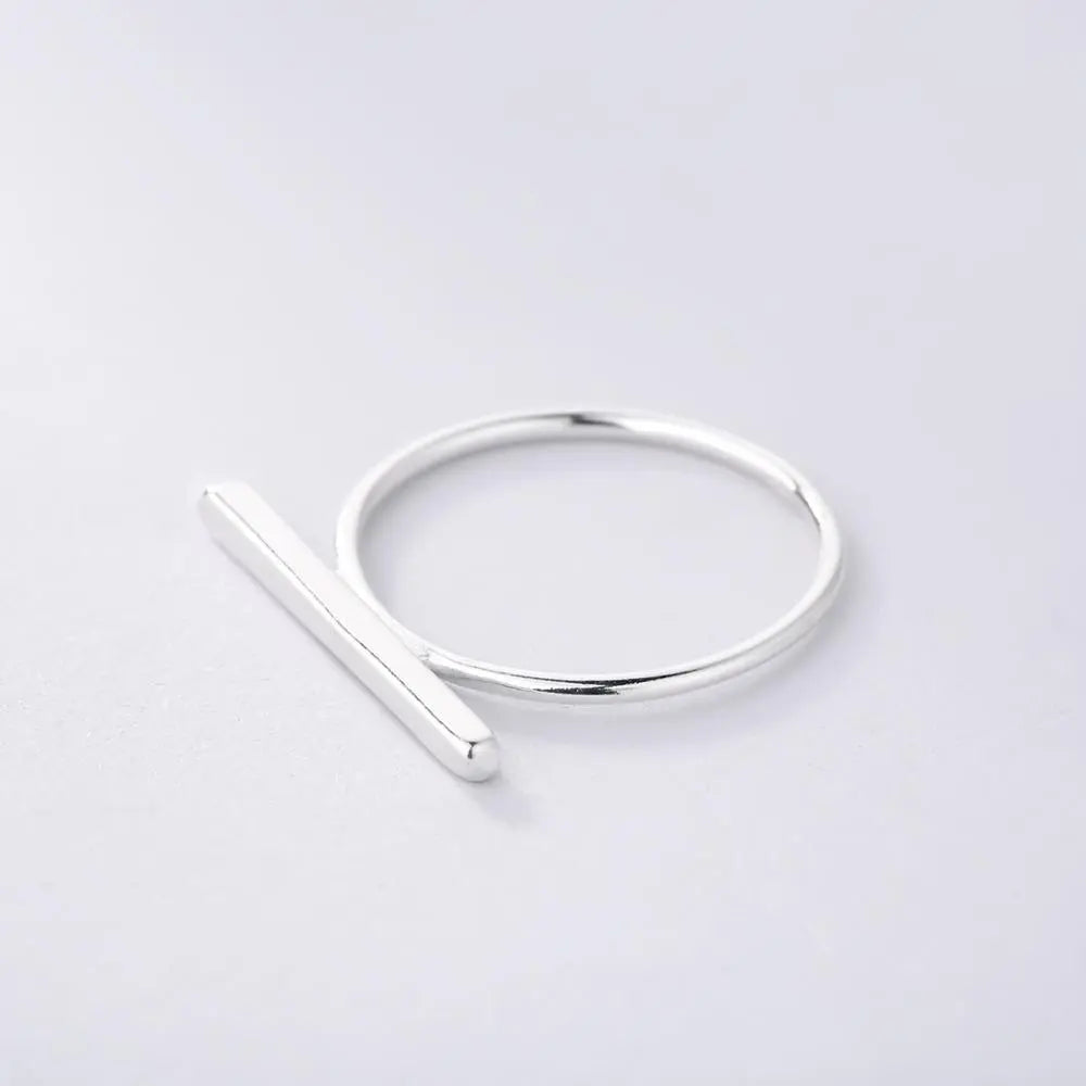 Minimalist 925 Sterling Silver Simple Bar Ring Gifts for Designers