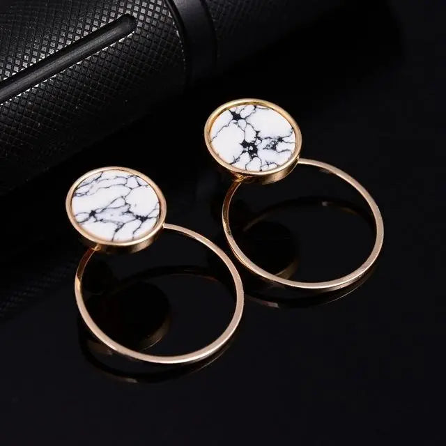 Geometric Marble Stone Earrings Women Gifts for Designers