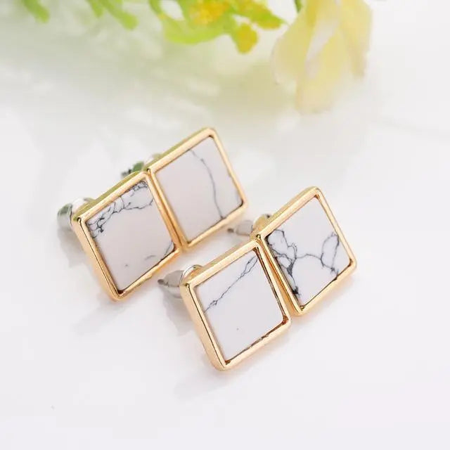 Geometric Marble Stone Earrings Women Gifts for Designers