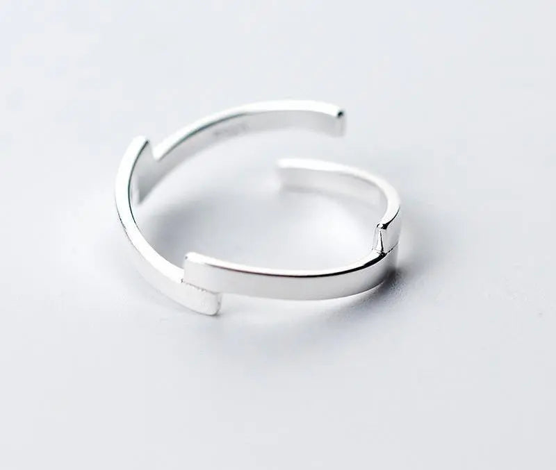 925 Sterling Silver Simple Geometric Open Ring Gifts for Designers