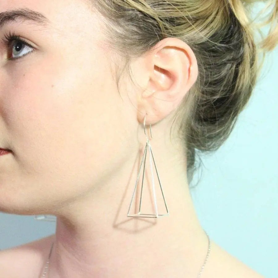 Geometric Pyramid Pendant Earrings Gifts for Designers