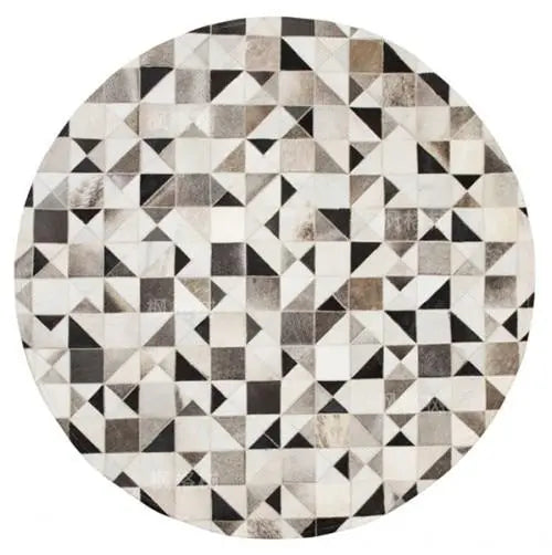 Handmade Spotted Triangles Cowhide Rug Gifts for Designers