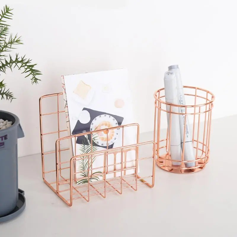 The Nordic Rose Gold Stainless Steel Desk Organizers Gifts for Designers