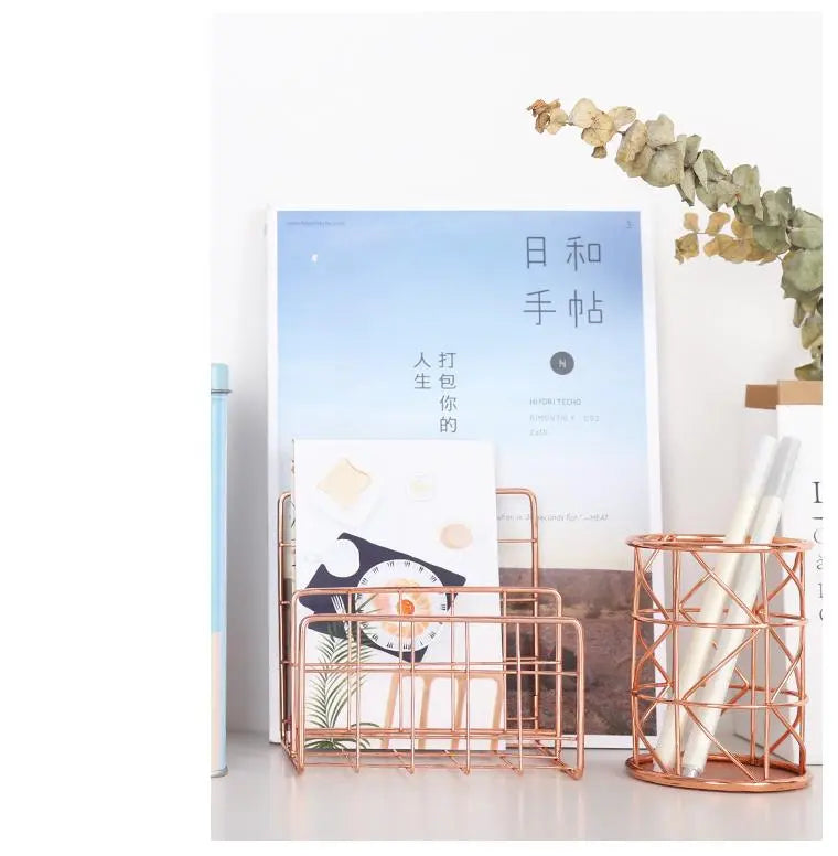 The Nordic Rose Gold Stainless Steel Desk Organizers Gifts for Designers