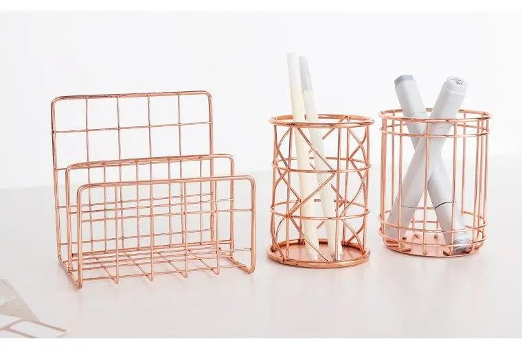 The Nordic Rose Gold Stainless Steel Desk Organizers Gifts for Designers
