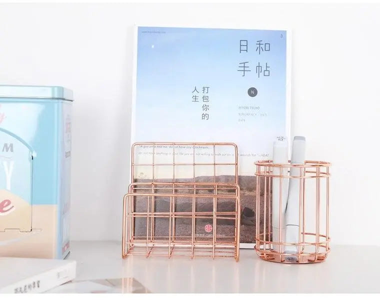 The Nordic Rose Gold Stainless Steel Desk Organizers Gifts for Designers