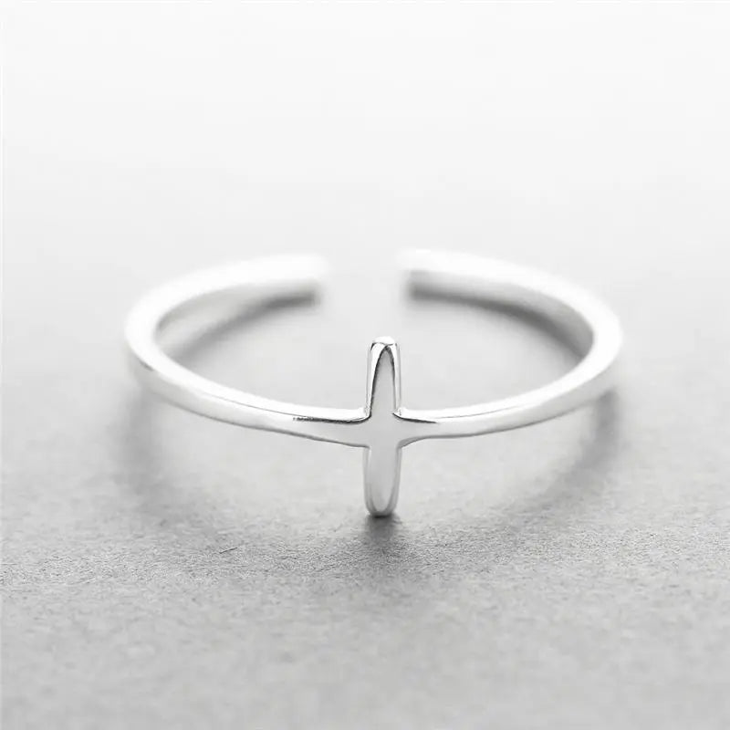 925 Sterling Silver Minimalist Cross Ring Gifts for Designers