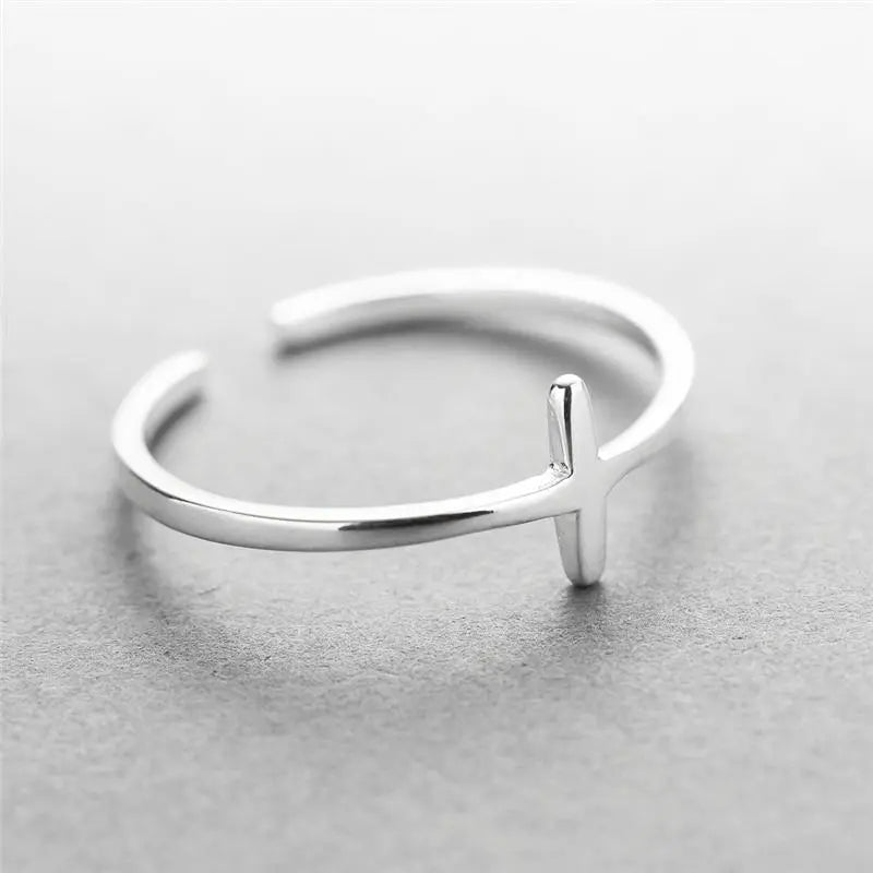 925 Sterling Silver Minimalist Cross Ring Gifts for Designers