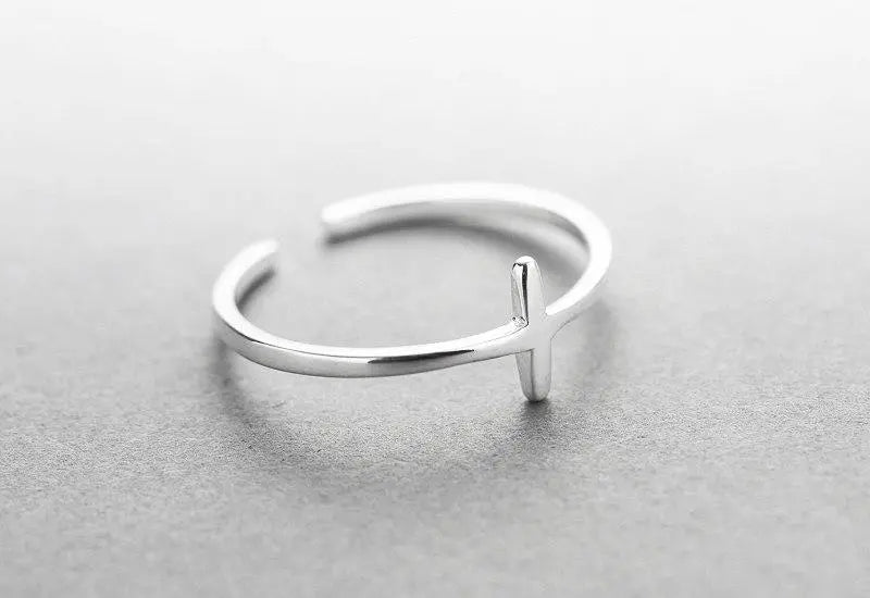 925 Sterling Silver Minimalist Cross Ring Gifts for Designers