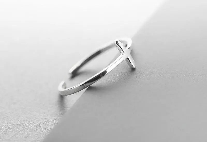 925 Sterling Silver Minimalist Cross Ring Gifts for Designers