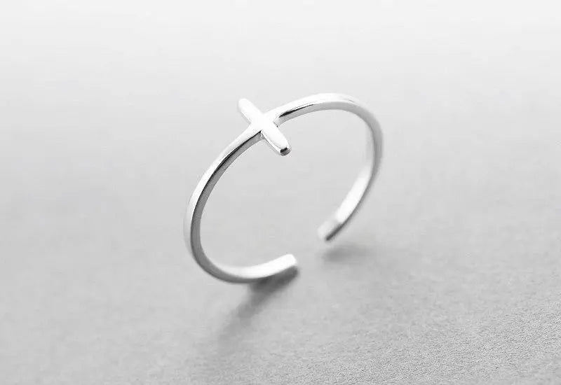 925 Sterling Silver Minimalist Cross Ring Gifts for Designers