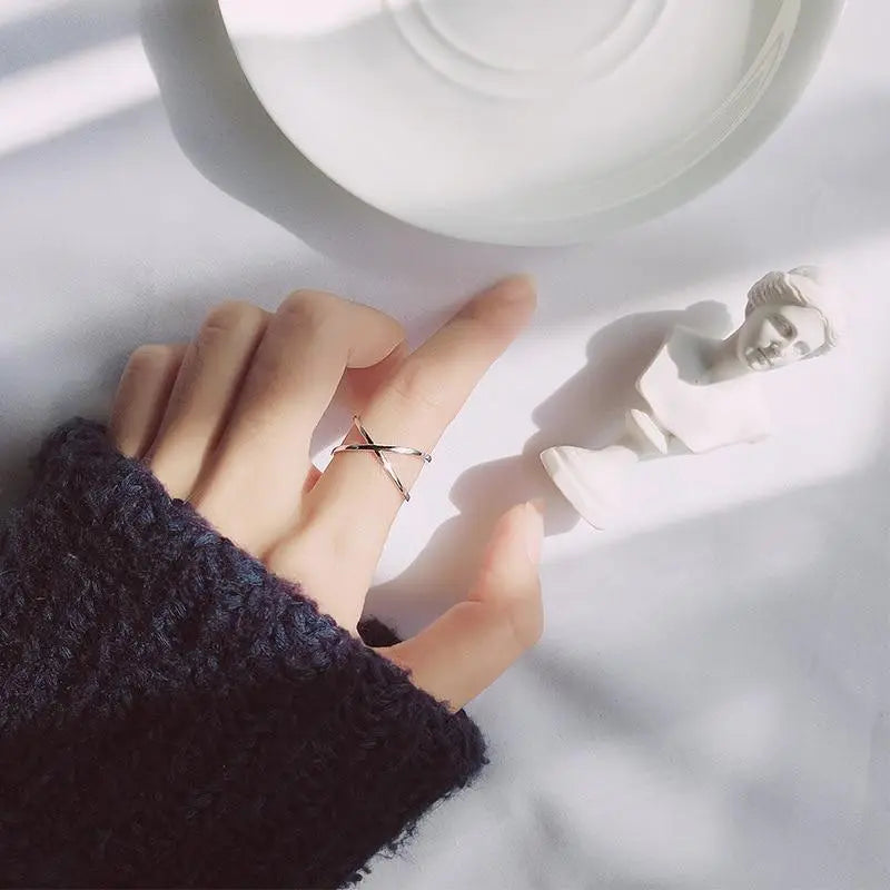 Minimalist Open X 925 Sterling Silver Ring Gifts for Designers