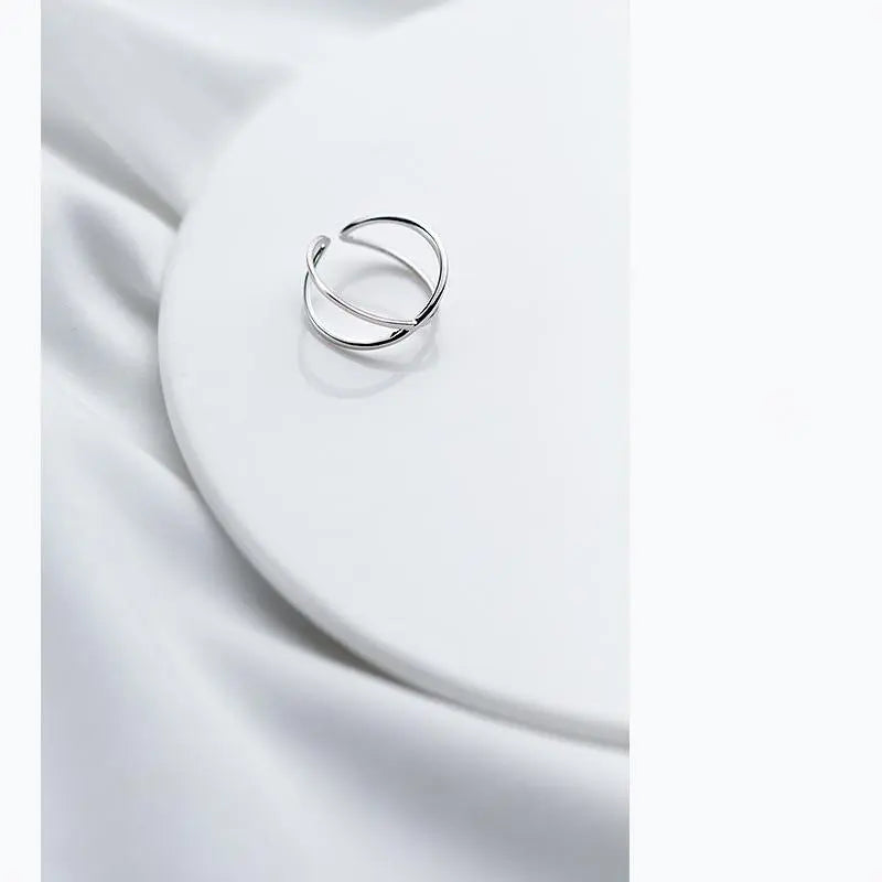 Minimalist Open X 925 Sterling Silver Ring Gifts for Designers