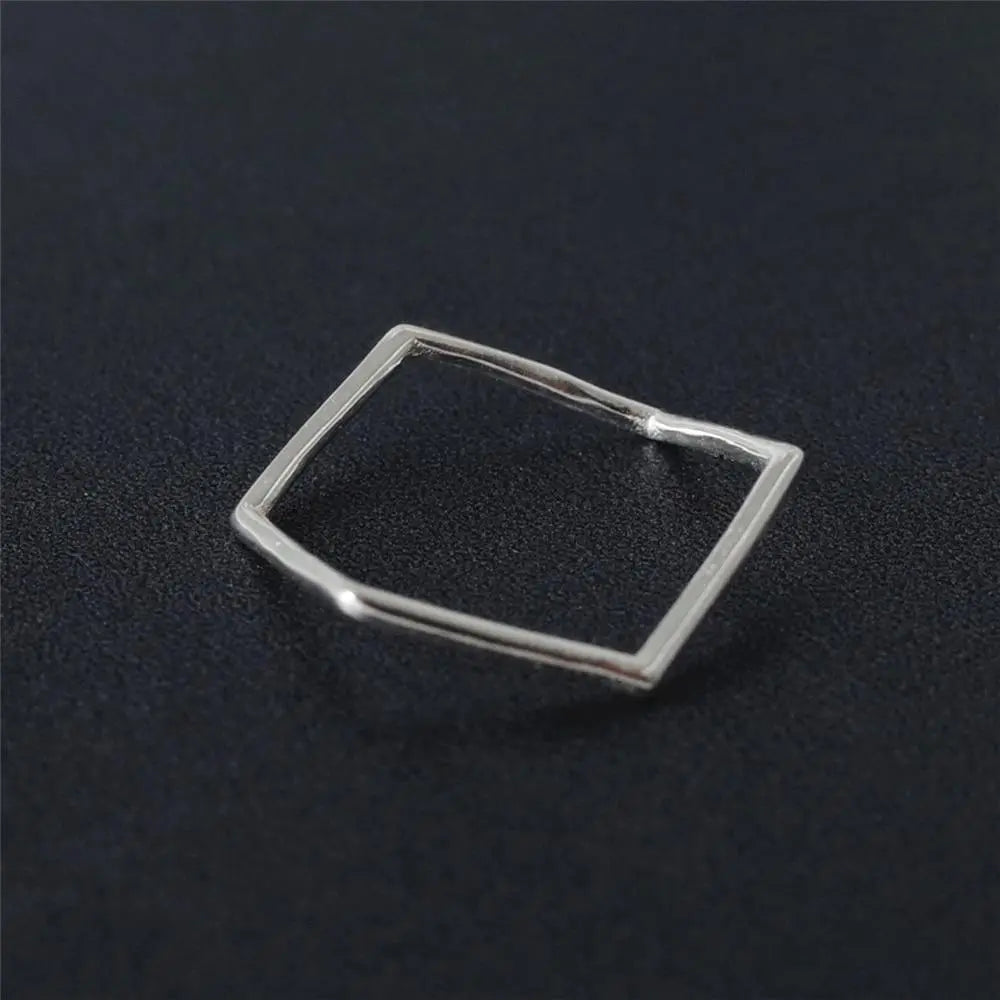 925 Sterling Silver Irregular Geometric Hexagon Minimalist Ring Gifts for Designers