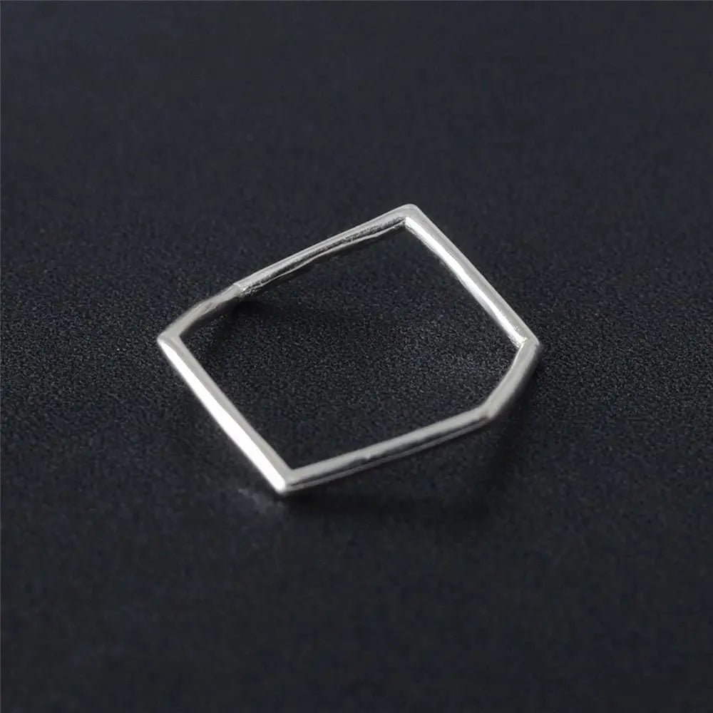 925 Sterling Silver Irregular Geometric Hexagon Minimalist Ring Gifts for Designers