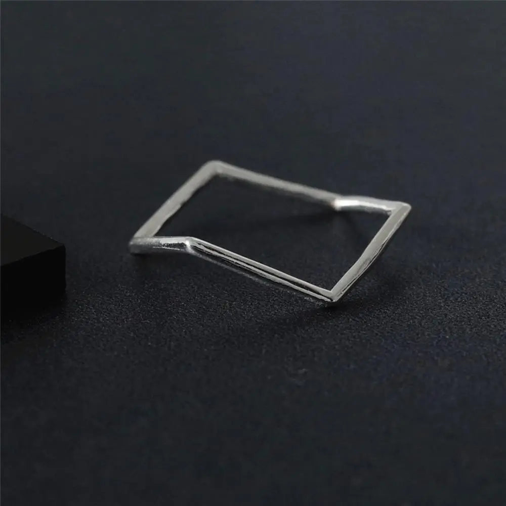 925 Sterling Silver Irregular Geometric Hexagon Minimalist Ring Gifts for Designers