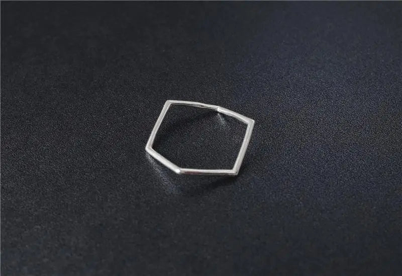 925 Sterling Silver Irregular Geometric Hexagon Minimalist Ring Gifts for Designers