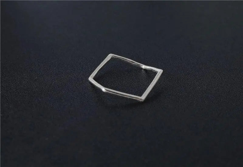 925 Sterling Silver Irregular Geometric Hexagon Minimalist Ring Gifts for Designers