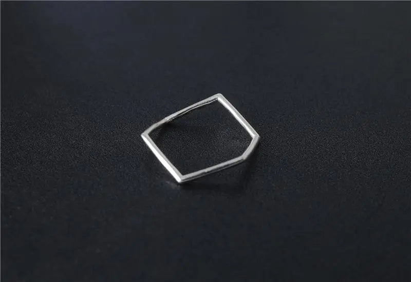 925 Sterling Silver Irregular Geometric Hexagon Minimalist Ring Gifts for Designers