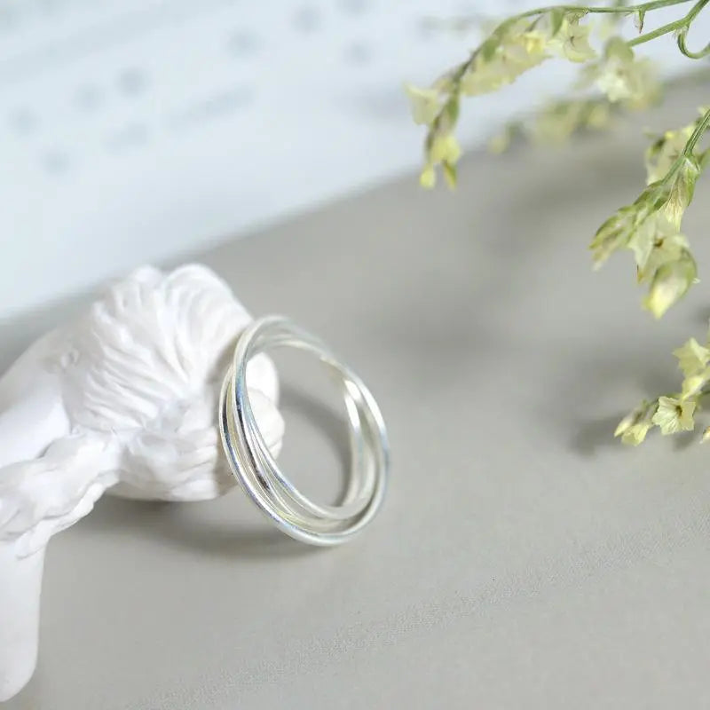 Minimalist 925 Sterling Silver Three Overlapping Rings Gifts for Designers