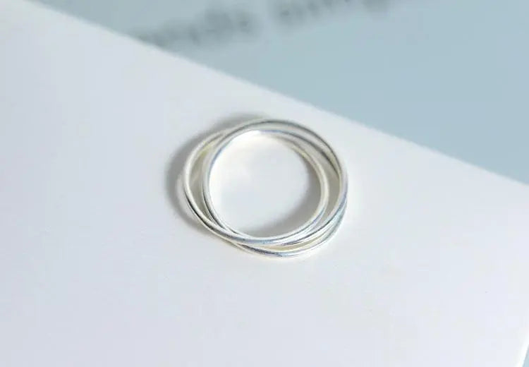 Minimalist 925 Sterling Silver Three Overlapping Rings Gifts for Designers