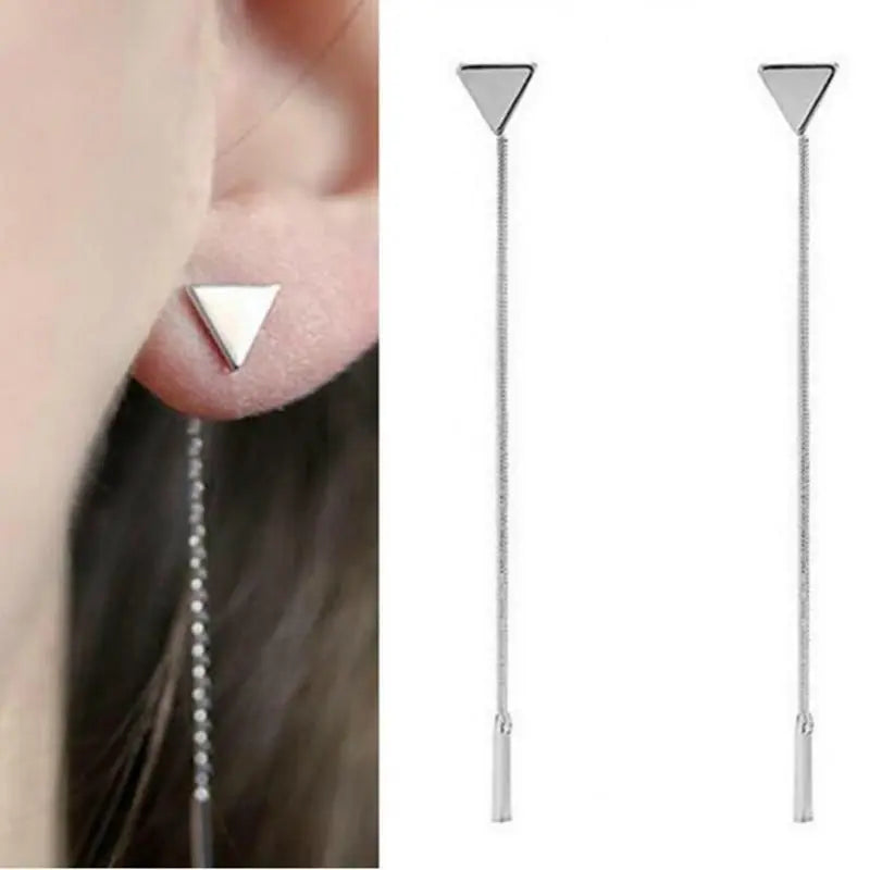 Minimalist Modern Triangle and Rod Dangle Earrings Gifts for Designers