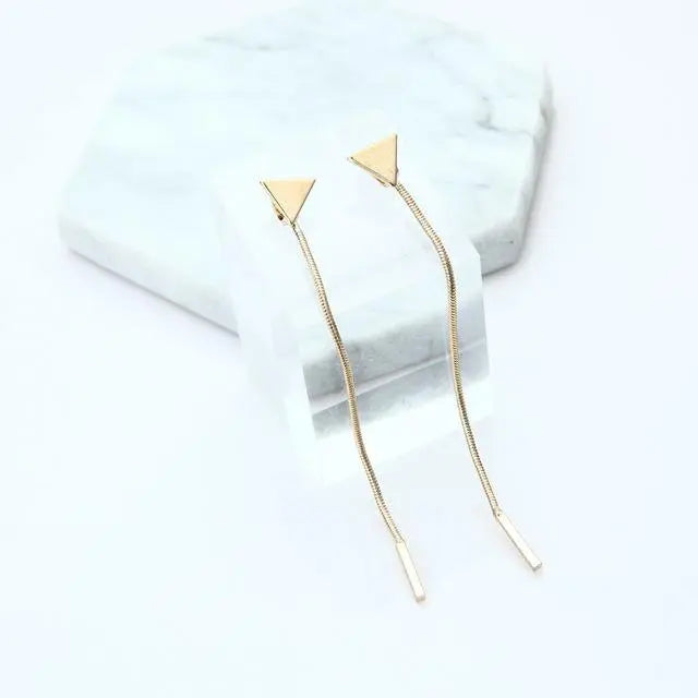 Minimalist Modern Triangle and Rod Dangle Earrings Gifts for Designers