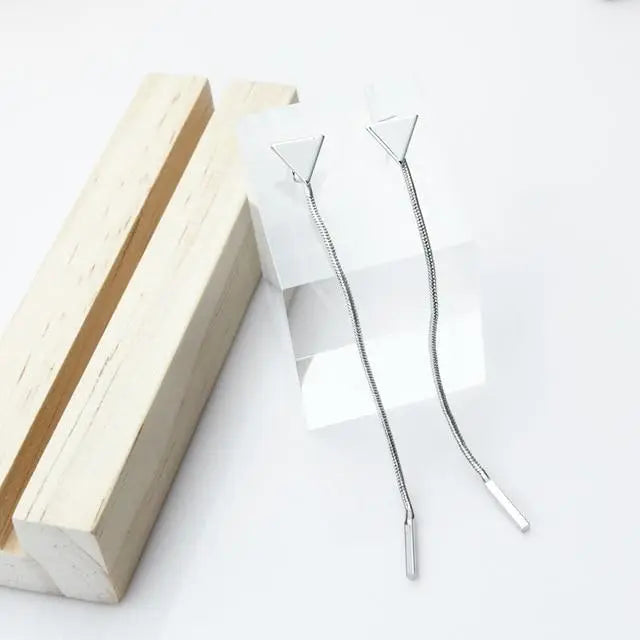 Minimalist Modern Triangle and Rod Dangle Earrings Gifts for Designers