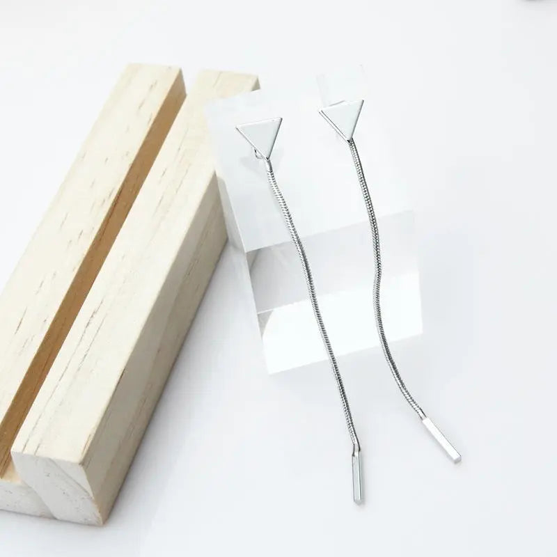 Minimalist Modern Triangle and Rod Dangle Earrings Gifts for Designers