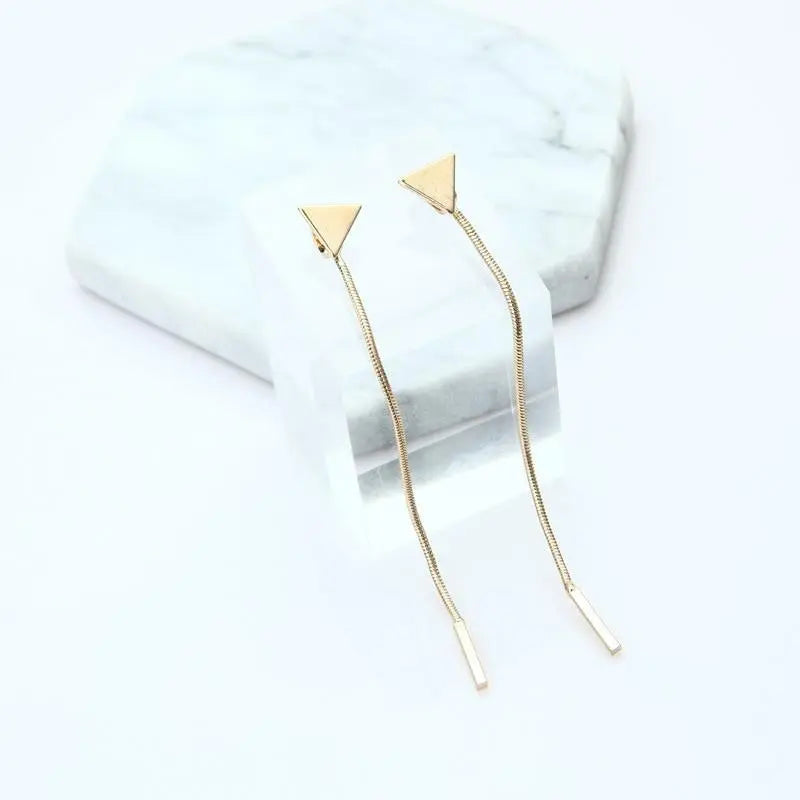Minimalist Modern Triangle and Rod Dangle Earrings Gifts for Designers