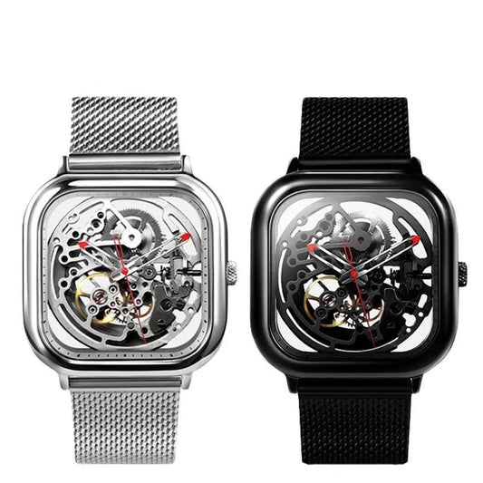 Hollowed-out Square Face Mechanical Wristwatch Gifts for Designers
