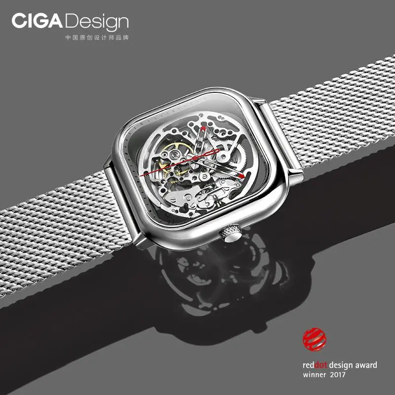 Hollowed-out Square Face Mechanical Wristwatch Gifts for Designers
