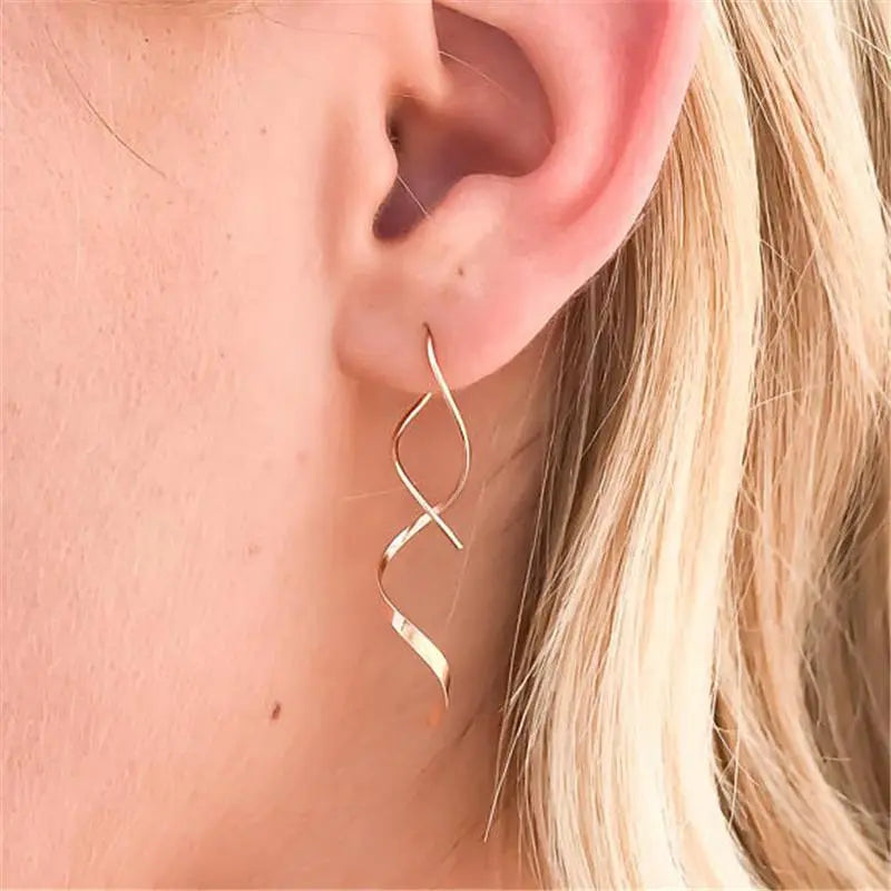 Handmade Double Helix Minimalist Dangle Earrings Gifts for Designers