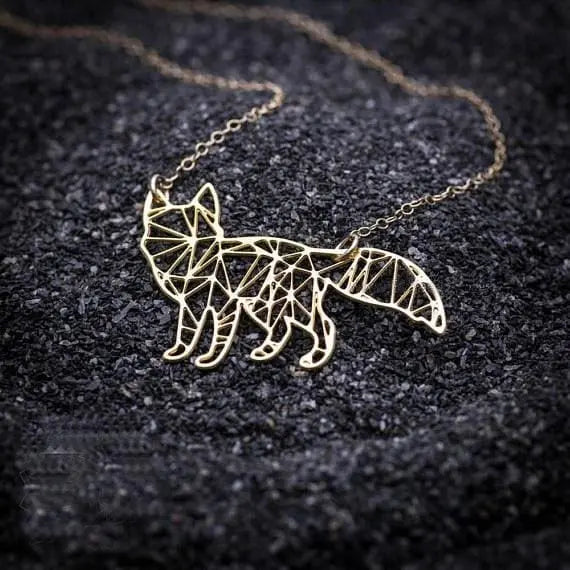 Geometric Origami Inspired Fox Necklace Gifts for Designers