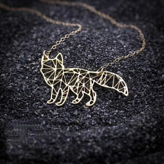 Geometric Origami Inspired Fox Necklace Gifts for Designers