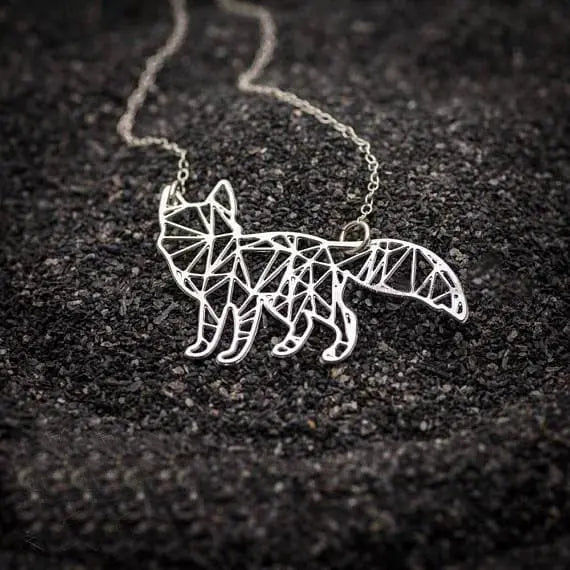 Geometric Origami Inspired Fox Necklace Gifts for Designers